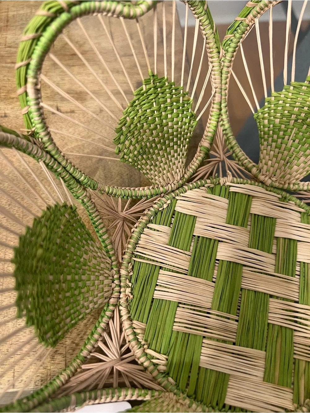 Soleil Flower Bread Basket  handcrafted from natural Iraca palm fibers